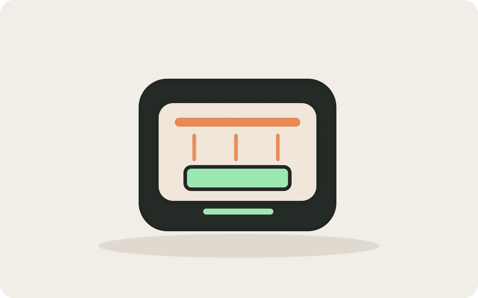 Editorial illustration of a heating element above an air fryer basket