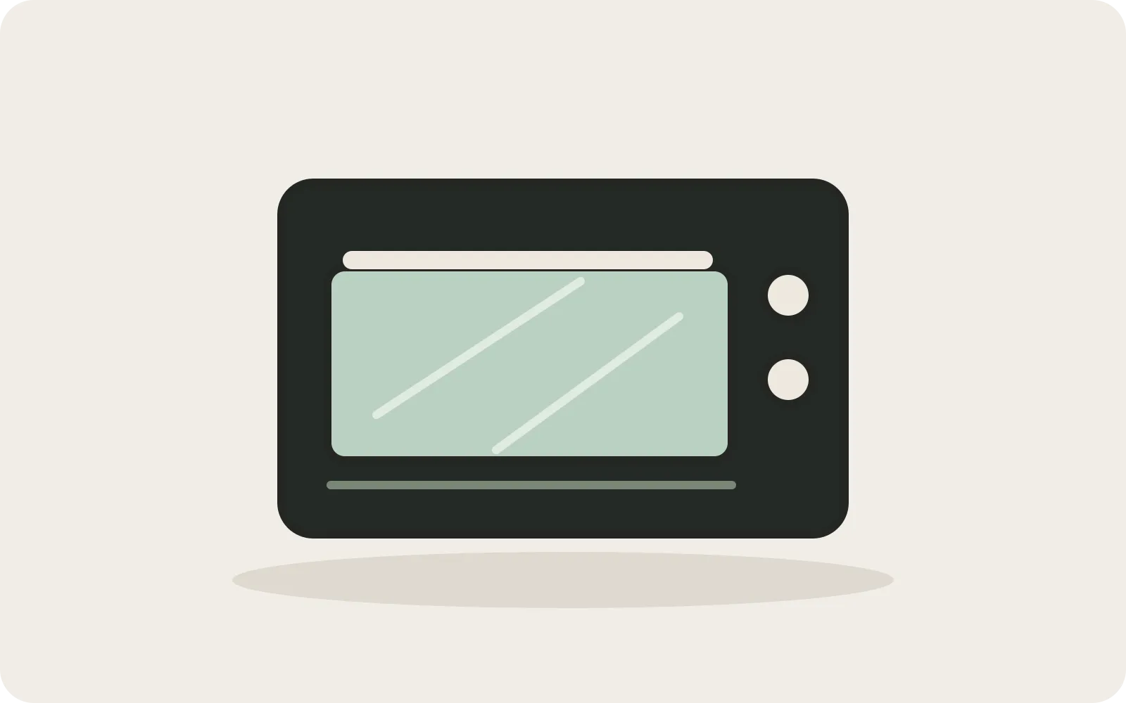 Editorial illustration of an air fryer oven with a glass door